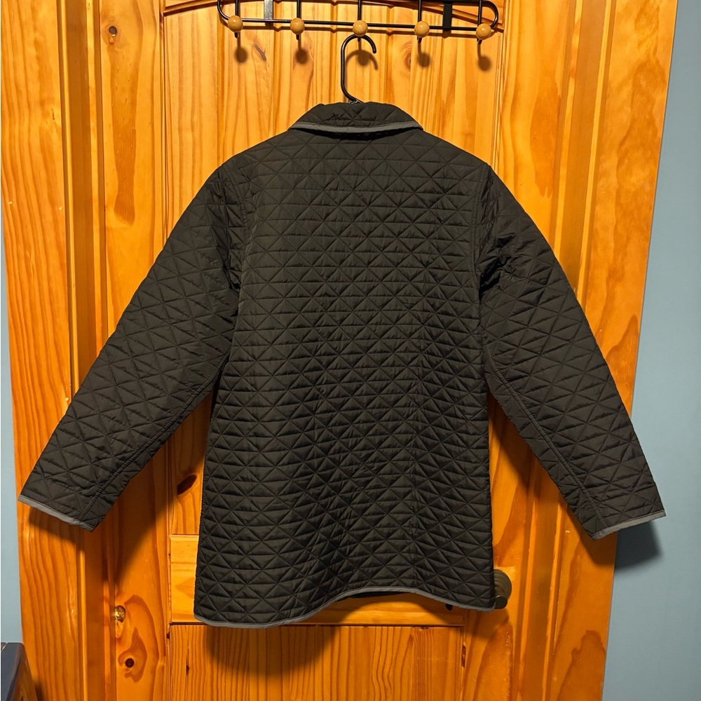 Lands End Women's Size M 10/12 Black Quilted Reversible Barn Jacket Snap Buttons - Picture 2 of 5
